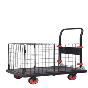 Factory Direct Sales Steel Four Wheel Hand Truck Trolley Cart Folding Platform for Industrial Storage Shopping OEM Customizable