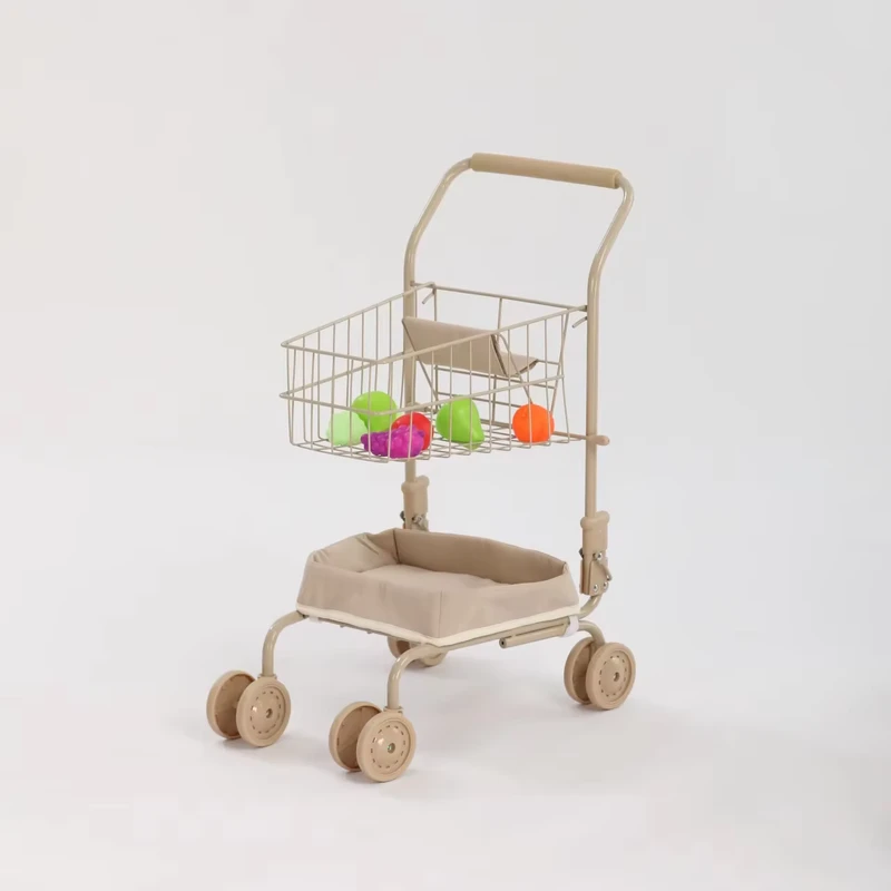 Factory Direct Small-Sized Metal Go-Cart Snack Shopping Trolley Children’s Toy Stroller for Grocery Shopping