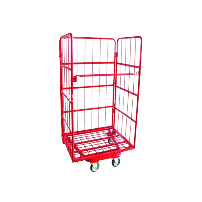 Factory Direct Supply Industrial Logistics Foldable Metal Cargo Storage Steel Rolling Cage Hand Trolleys