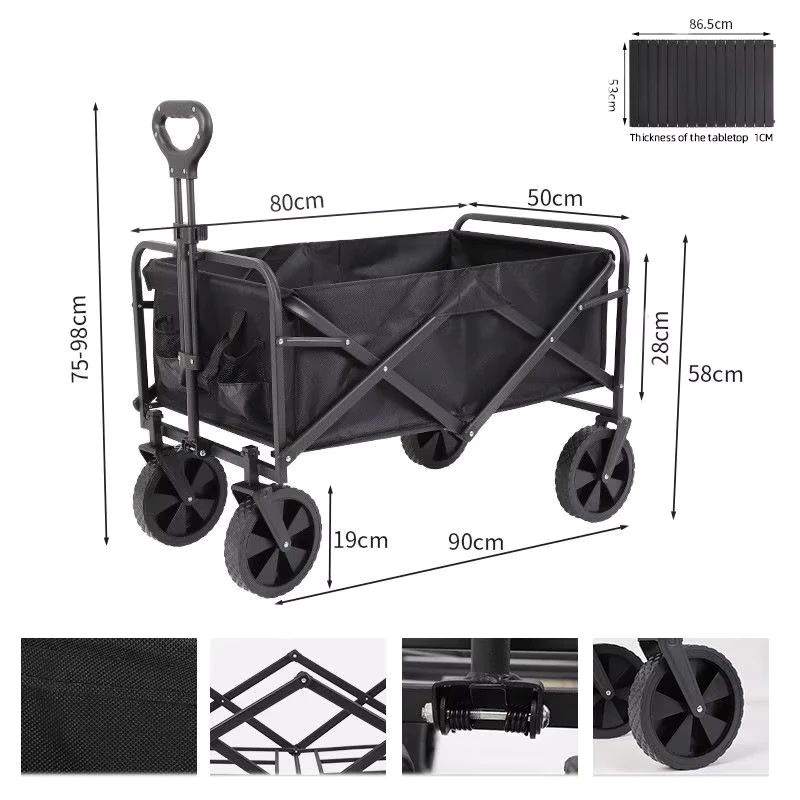 Factory Directly Steel Frame Mini Folding Wagon Camping Hiking Cart Outdoor Picnic Beach Camping Wagon