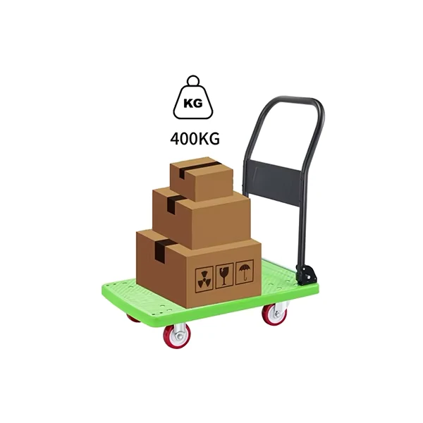 Factory Easy Moving Foldable Hand Trolley 400kg Capacity 4 Wheel Platform Cart