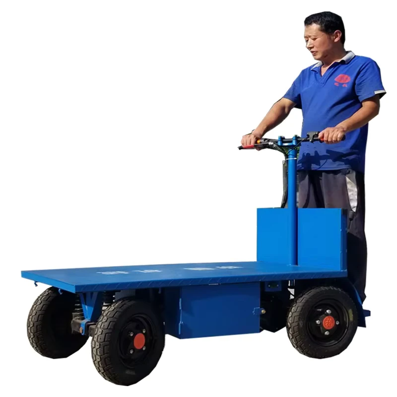 Factory Hot Selling OEM Electric Transport Flatbed Platform Cargo Trolley Outdoor Electric Hand Trolley for Logistics Transport