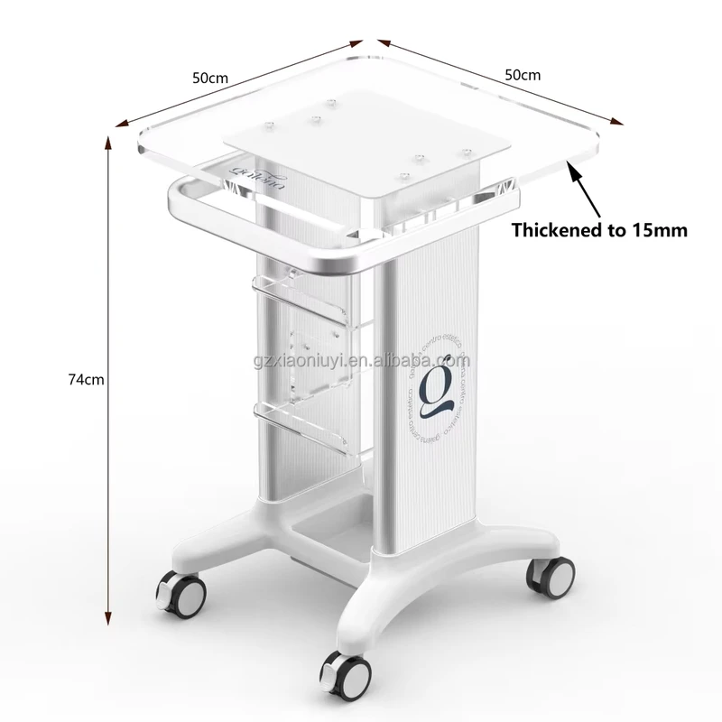 Factory Hotel Beauty Instrument Tray Trolley Abs+ Aluminum Alloy Laser Stand Trolley Luxury Clear Acrylic Salon Trolley Cart