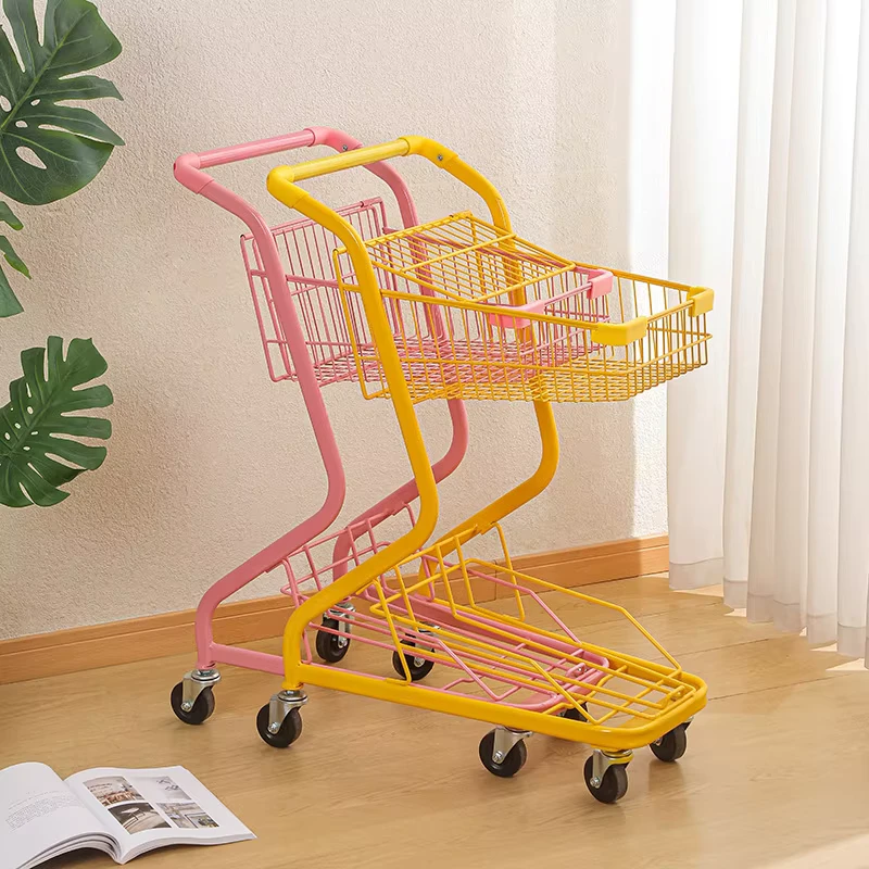 Factory Low Price 50L Shopping Trolley Double Layer Shopping Cart