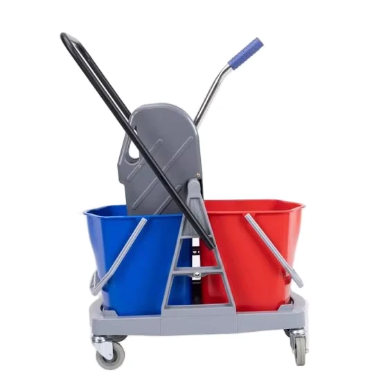 Factory Made 34L 2-Bucket Plastic Eco-Friendly Mop Wringer Trolley Cart with Cleaning Tools