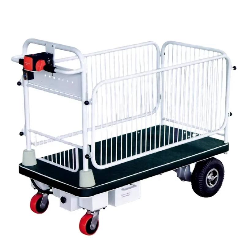 Factory Manufacture Electric Trolley Hand Truck Electric Platform Cart with Fence for Material Handling Roll Container 5~8km h