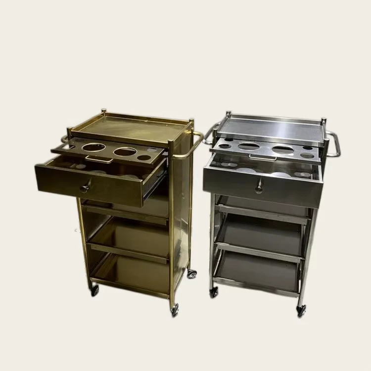 Factory Modern Design Stainless Steel Hairdressing Barber Trolley for Beauty Hair Salon for Hospital and Workshop Use