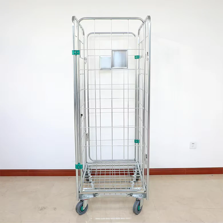 Factory Movable 4 Sides Steel Foldable Cage Trolley Roll Container with Wheels 500kg OEM