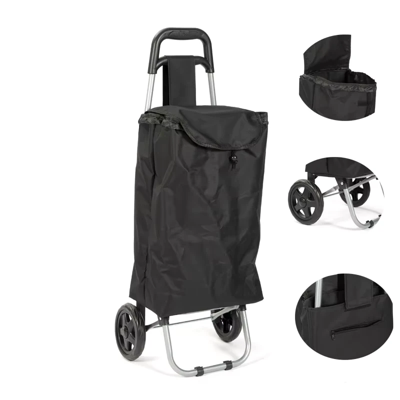 Factory Portable Custom Supermarket Folding 2 wheeled Lightweight Carts Shopping Trolley Bag