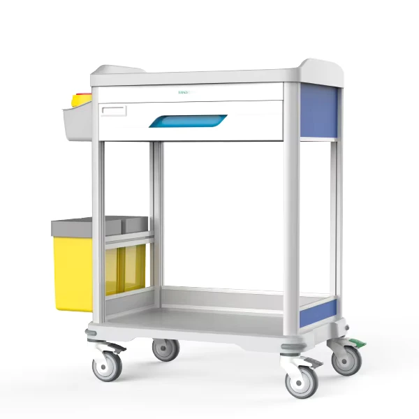 Factory Price ABS Clinical Trolley Hospital Nursing Cart Medical Treatment Cart Silent Casters Lockable Drawers