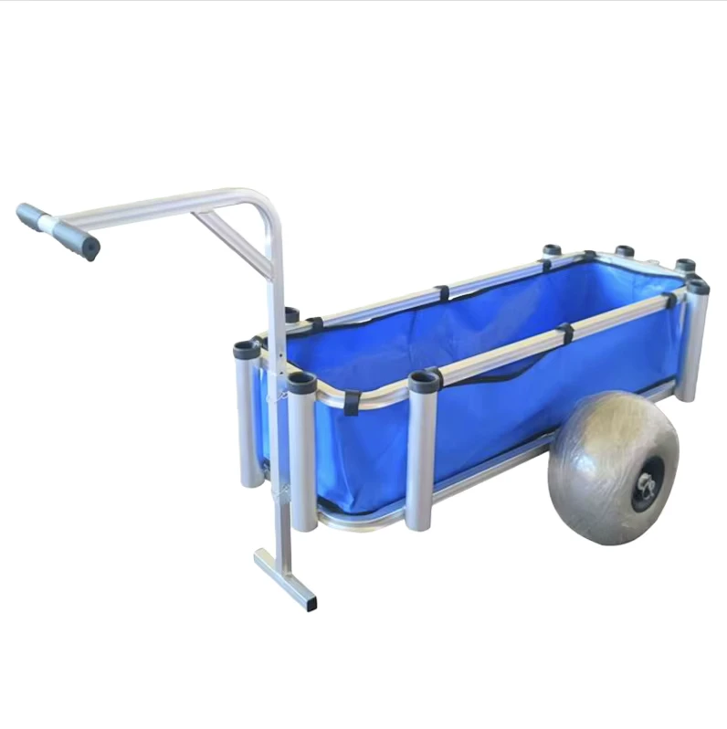 Factory Price Aluminium Two Balloon Wheel Beach Fishing Cart Trolley High Load Capacity for Fishing and Shopping Storage