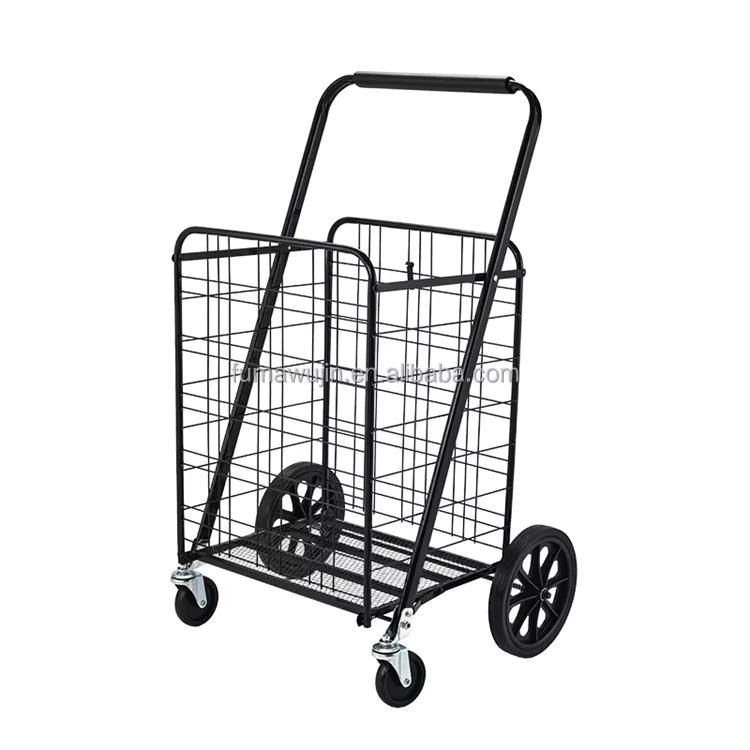 Factory Price Big Size Folding Utility Cart Metal Supermarket Trolley Cart