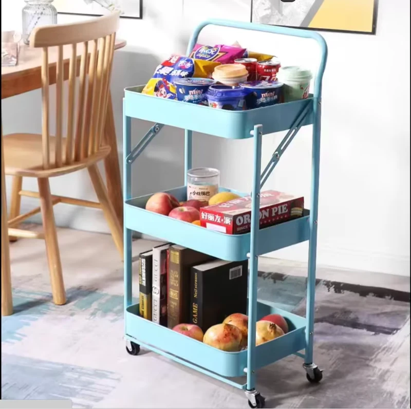 Factory Price Foldable Ironwork Three Tier Modern Kitchen Dish Rack with Storage Trolley for Wardrobe