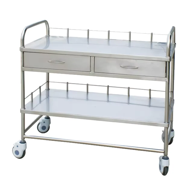 Factory Price Stainless Steel Trolley for Sending Medicine for Hospital Doctor Nurse Patient Medical Trolly