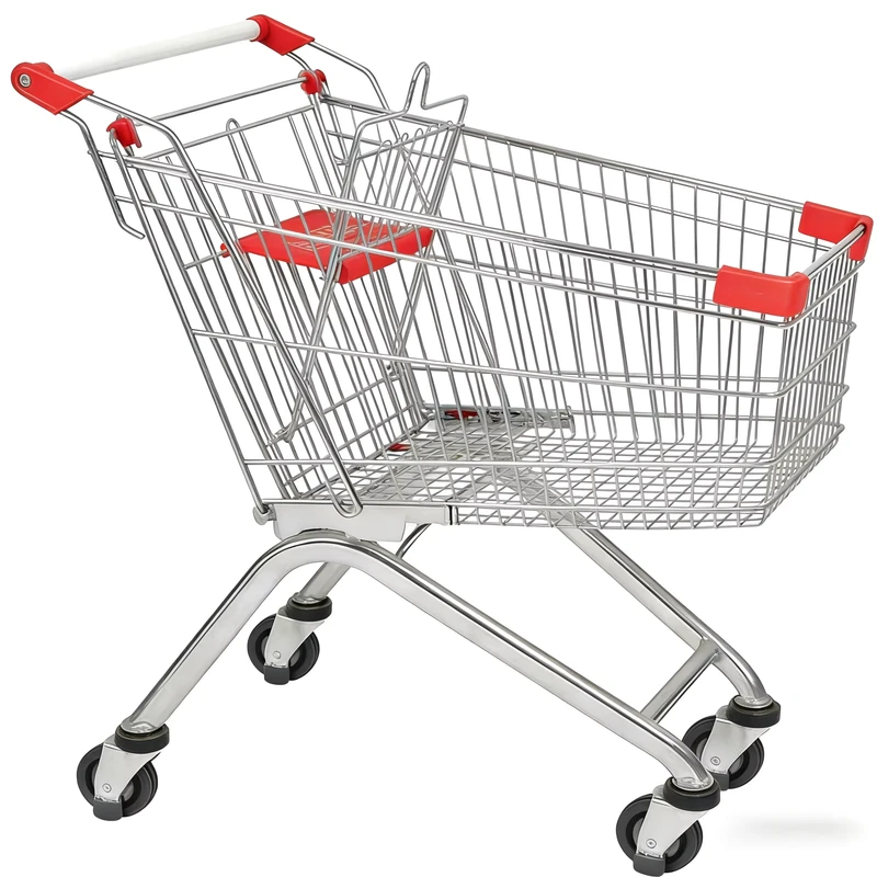 Factory Price Supermarket Hypermarket Functional Unfolding Steel Mesh Platform Foldable Shopping Trolley