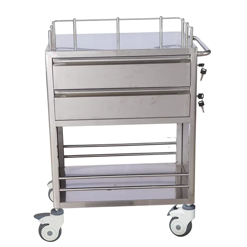 Factory Prices High Quality Movable Hospital Nursing Trolley Stainless Steel Medicine Cart XINDA AB26