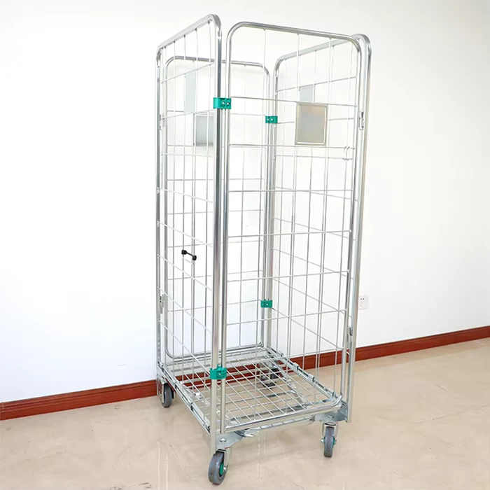 Factory Sale Four-wheel Steel Nestable Collapsible Cage Trolley Roll Container OEM Customizable 500kg Load Capacity
