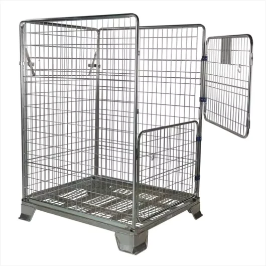 Factory Shifeng RC-24 Zinc Galvanized Steel Wire Mesh Roll Containers Base Stillage for Warehouse Storage