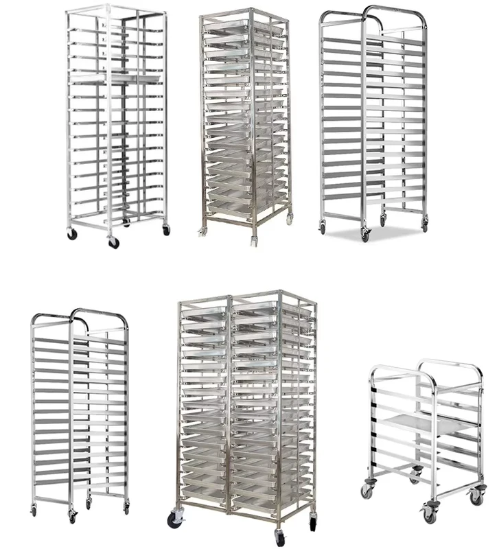 Factory Stainless Steel Trolley Cart 10 12 15 16 30 32 Layers Baking Trolley Rack Suitable for a 60*40 Baking Tray