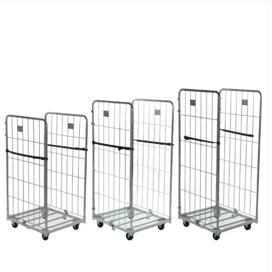 Factory Steel Foldable Cages Zinc Galvanized Surface Customized Sizes Warehouse Roll Containers Trolley Cages 500kg