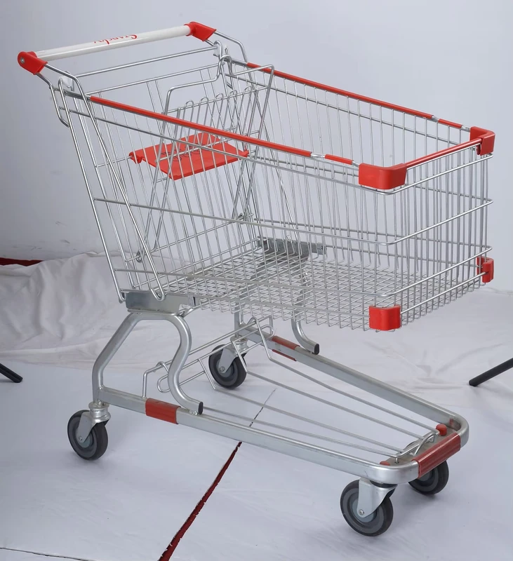 Factory Supermarket Light-Weight Unfolding Shopping Trolley Customized 4-Wheel Zinc Plated Stainless Steel Cart