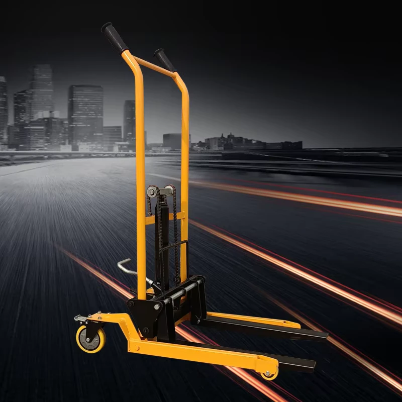 Factory Supply 200kg Portable Manual Stacker Hand Forklift Heavy Duty Hydraulic Lifter Trolley Gear Low Noise Supermarket Small