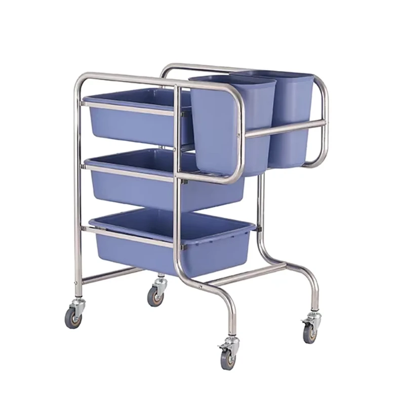 Factory Supply Bowls Dishes Waste Collection Trolley Dishes Collection Push Cart for Hotel and Restaurant Service