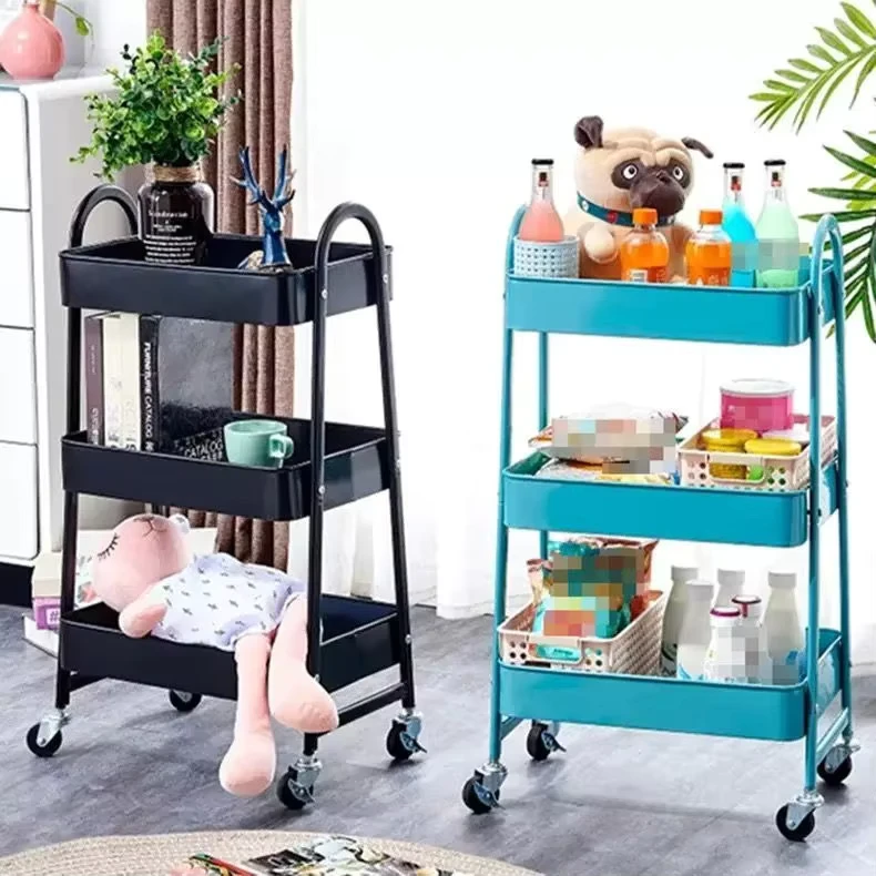 Factory Supply Classic Organizer Storage Trolley 3 Tier Utility Cart Household Rolling Storage Rack With 4 Lockable Wheels
