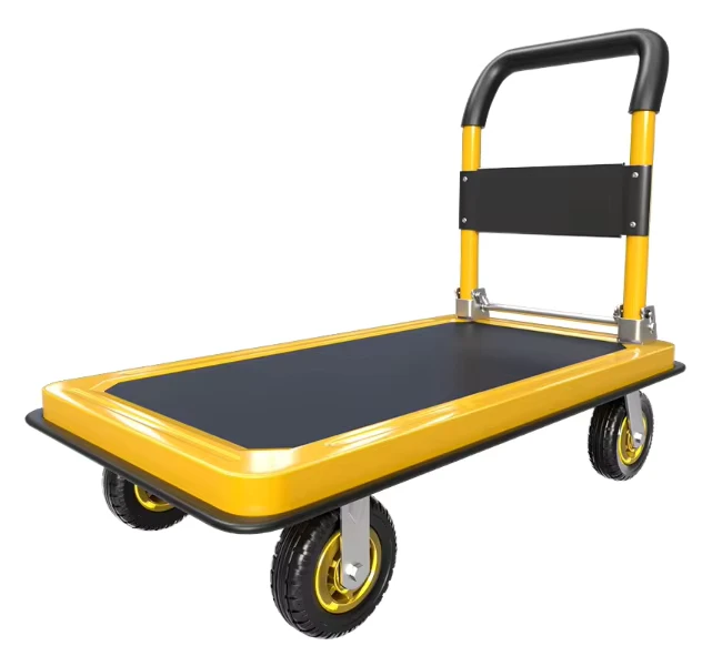 Factory Supply Industrial Hand Cart Platform Trolley Four Wheel Folding Plastic with 500kg Capacity Steel Material OEM Supported