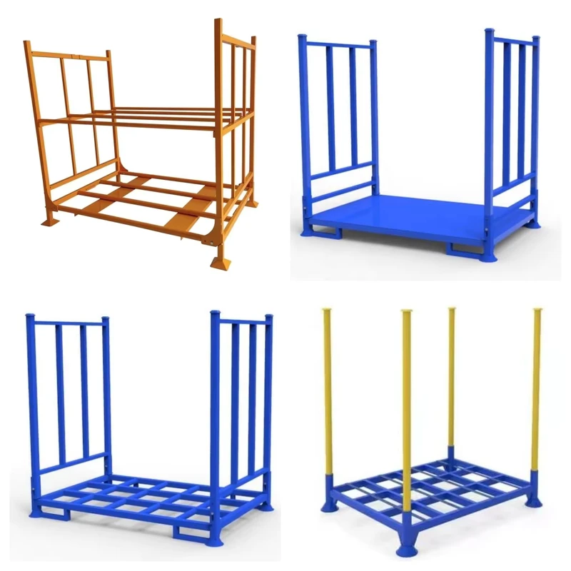 Factory Supply Industrial Logistics Foldable Stacking Rack Rolling Steel Cage Trolley Metal Shelves for Putting Cargo and Tires