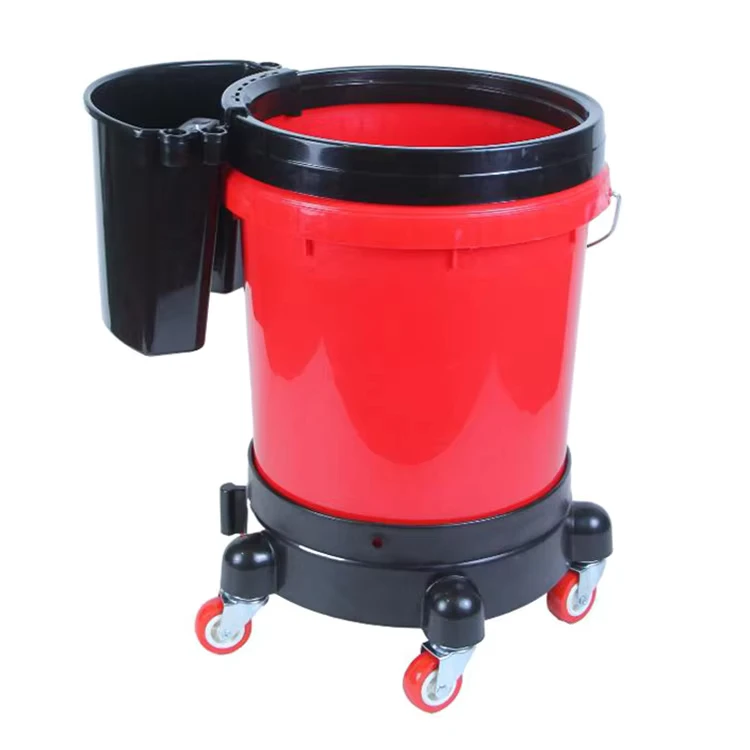 Factory Supply Mobile Car Washer Bucket Kit with Wheel Dolly Household Trolley Plastic Bucket Car Detailing Cleaning Tools