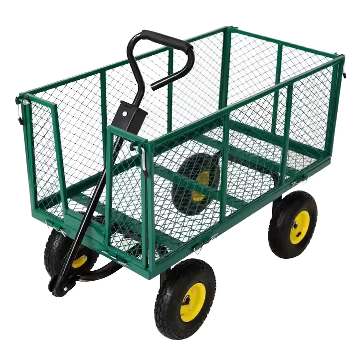 Factory Supply OEM Stainless Steel Folding Four-Wheel Tool Garden Utility Cart with Platform Design