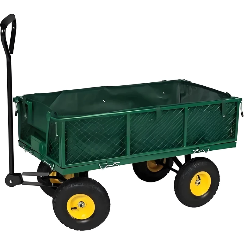 Factory Supply QIDI OEM Stainless Steel Folding Four Wheel Garden Utility Cart with Platform Design for Tools