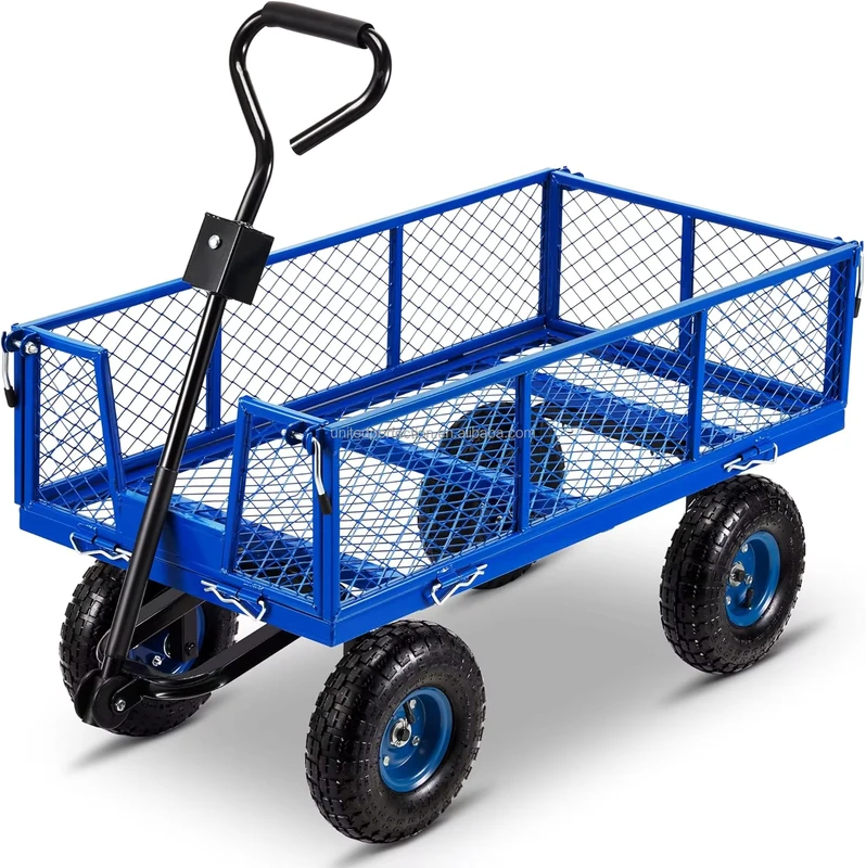 Factory Supply Stainless Steel Folding Four Wheel Garden Utility Cart with Platform Design