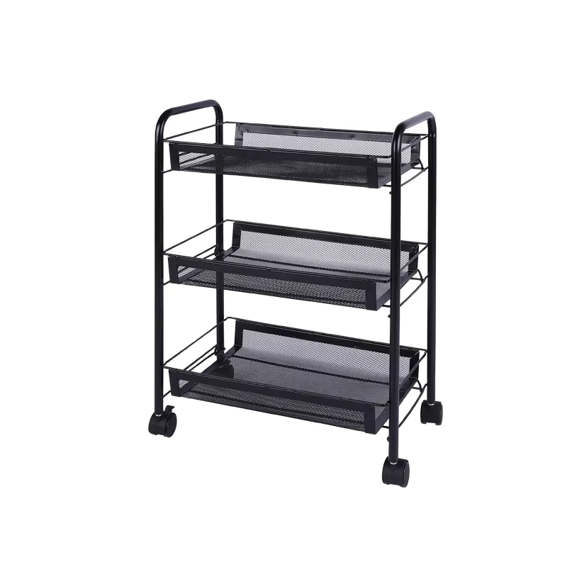 Factory Supply Utility Rolling Trolley ODM&OEM Customize Moveable 3 Tier with Wheels Metal Storage Cart Home Slim Trolley Cart