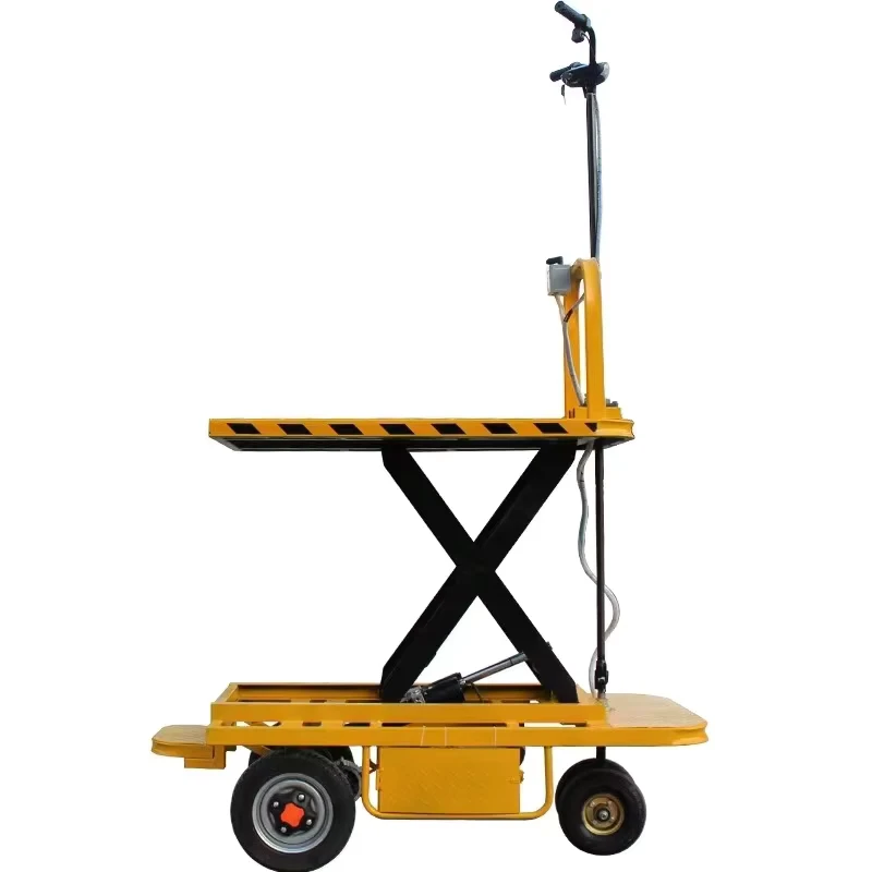 Factory Warehouse Handling Hand Truck Guardrails Can Be Installed Electric Scissor Lift Trolley for Fishing