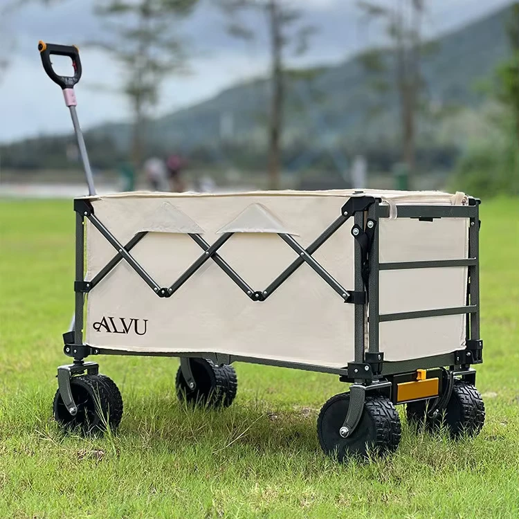 Factory direct Electric Metal Camping Cart Swivel Wheels Foldable Outdoor Utility Cart for Picnic Campsite Easy Transport