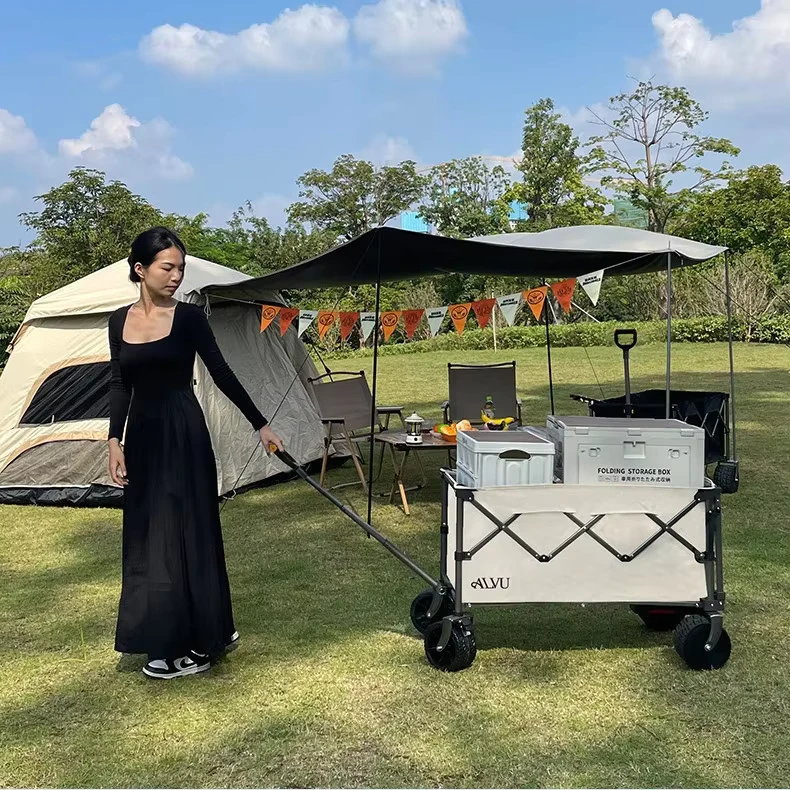 Factory direct Sales Camping Outdoor Cart with Swivel Wheels Foldable Metal Design Portable Hand Truck for Campsite Use