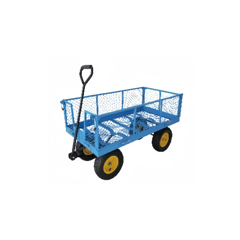 Farm & Ranch TC1840A Stainless Steel Four Wheel Flatbed Utility Cart with Padded Pull Handle and 10 Inch Pneumatic Tires