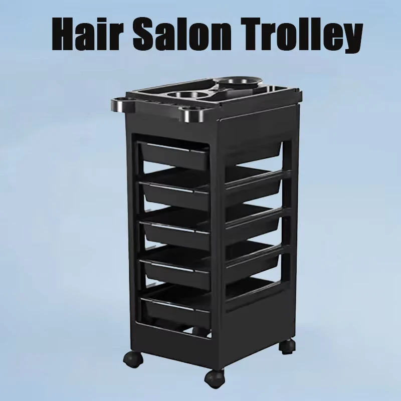 Five Tier Rolling Hand Push Plastic Salon Cart for Beauty Salons & Barbershops Tool Cabinet