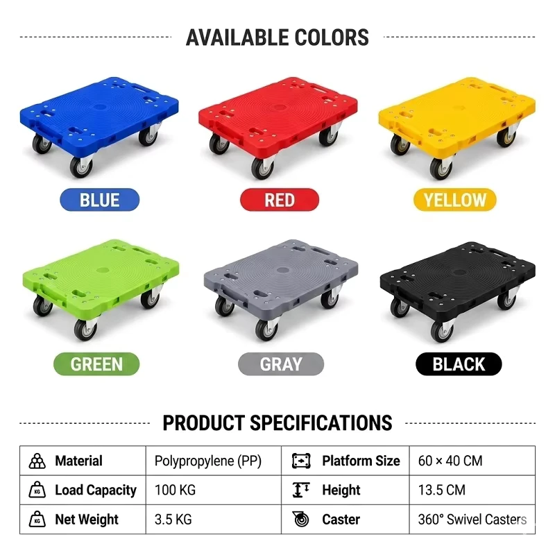 Flat Hand Push Trolley Portable Supermarket Handling Truck with Quiet Splicing Caster Multi Function Pallet Mover Warehouse