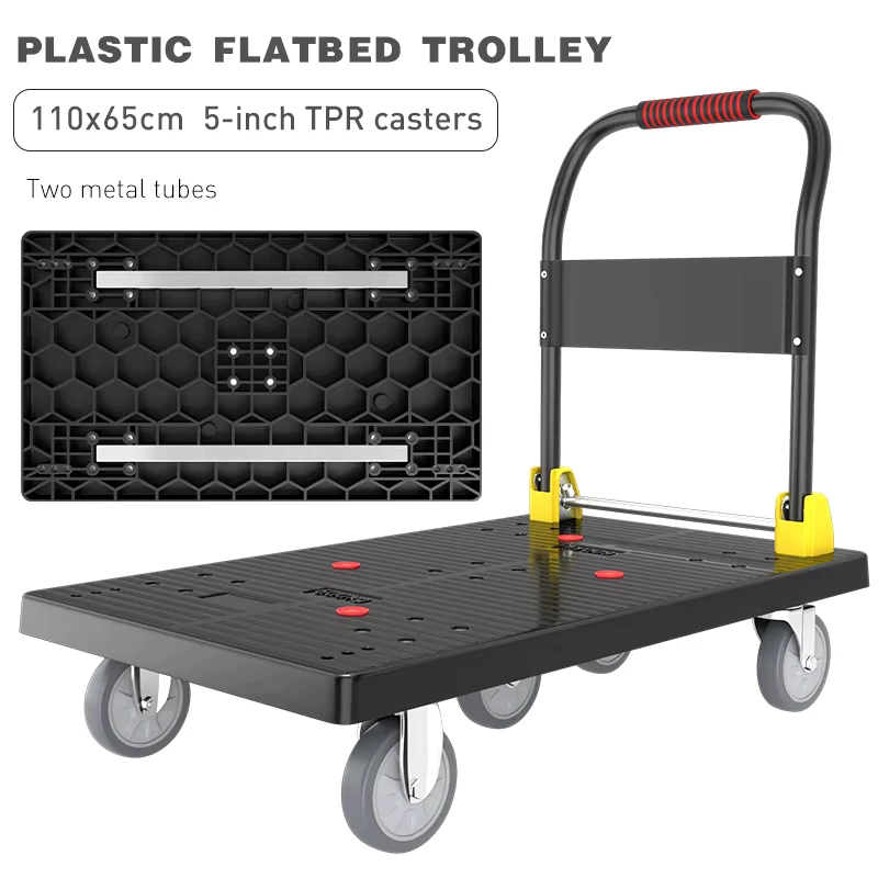 Flatbed Transport Trolley Supermarket Trolley Warehouse Transporter Hand Carts Trolleys Wheel Barrow