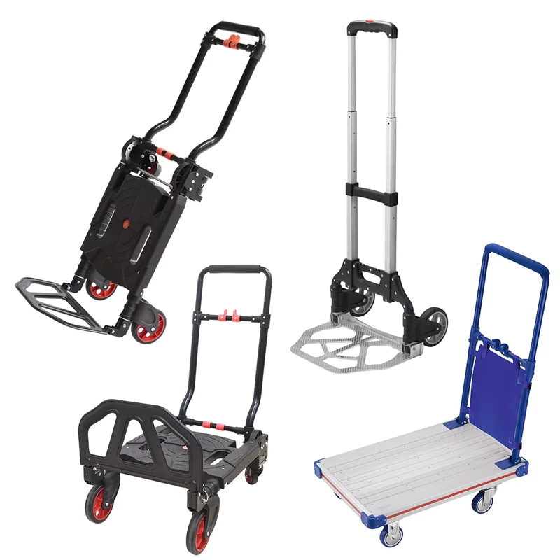 Flywheel Caster 2 in 1 Foldable Enclosed Platform Hand Truck 120kg 200kg Load Capacity Four Wheel Iron Plastic Shopping Smooth