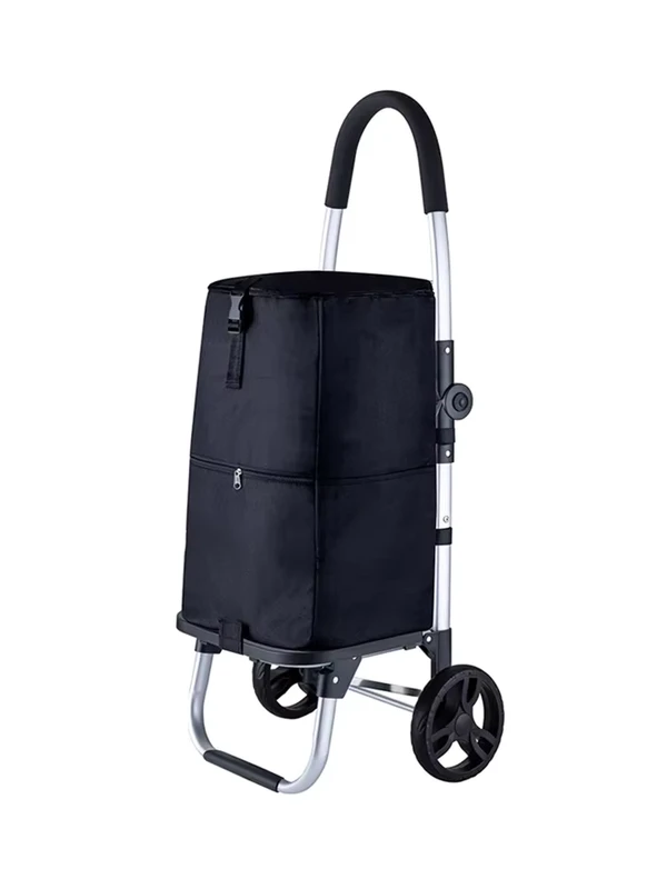 Foldable 2 Handle Plastic Shopping Cart Ultra Light & Portable Eco Friendly Easy to Carry 55L Capacity 6 Wheels Wear Resistant