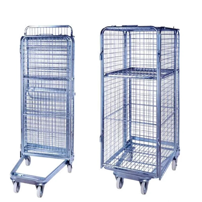 Foldable 304 316 Steel Logistics Cage Trolley ASTM Standard 2B Surface Finish for Warehouse Storage Supermarket Distribution