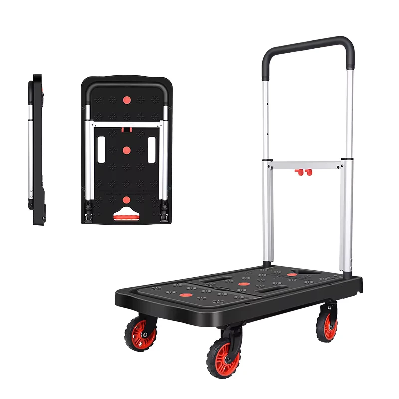 Foldable 4 Wheel Hand Truck Dolly 150KG Load Capacity Heavy Duty Portable Cart for Office Warehouse Moving