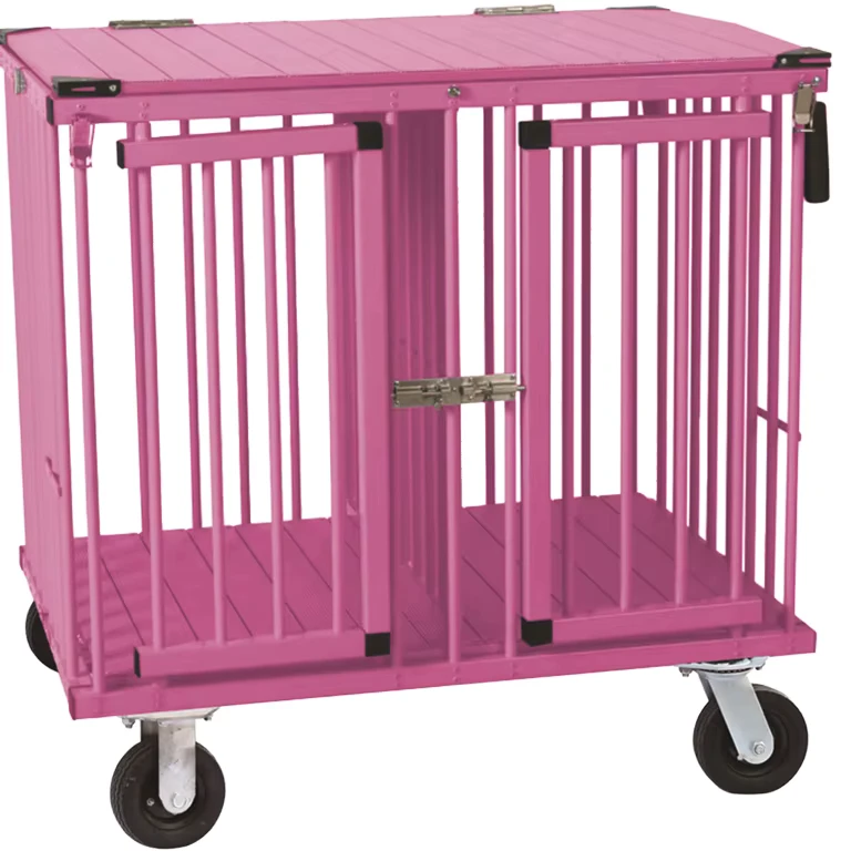 Foldable 4 Wheel Steel Portable Dog Show Cart Trolley Lightweight Sturdy Durable Pet Transport with 100KG Capacity