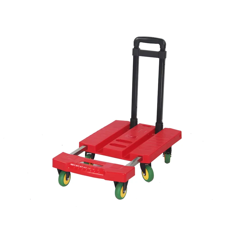 Foldable 6 Wheels 2 Ropes Collapsible Luggage for Moving Hand Truck 330lbs Portable Platform Cart Dolly OEM Eco Friendly Plastic