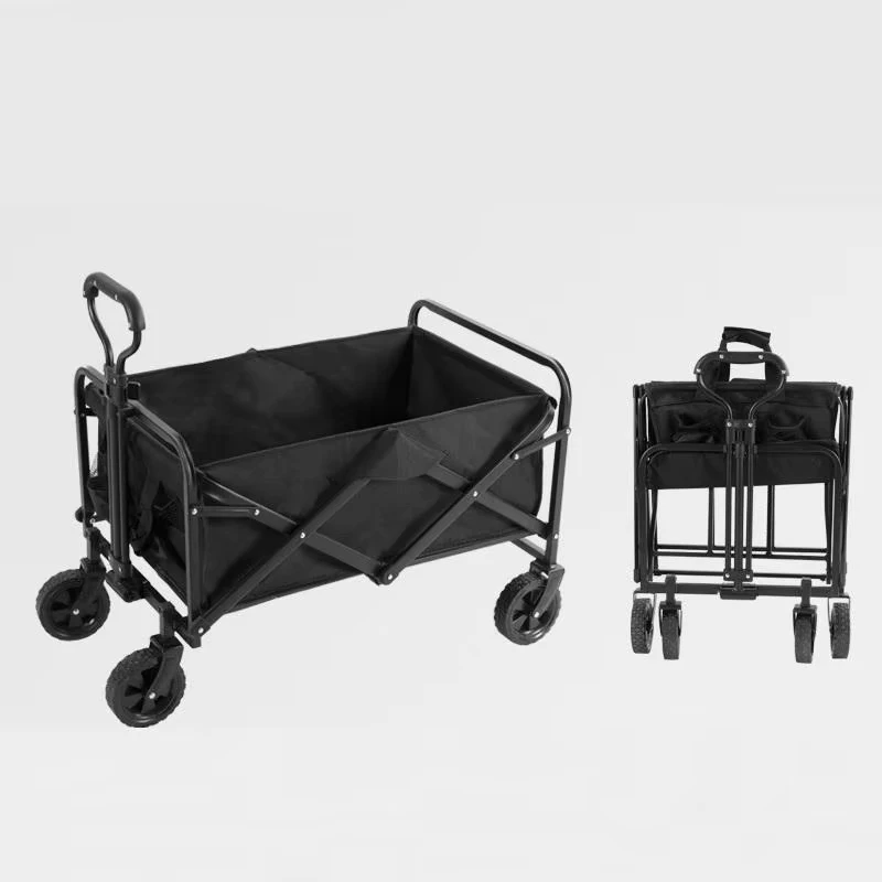 Foldable 7 inch Wide Wheel 4 Wheel Heavy Duty All Terrain Outdoor Camping Shopping Tool Trolley 100kg Load Capacity OEM Metal