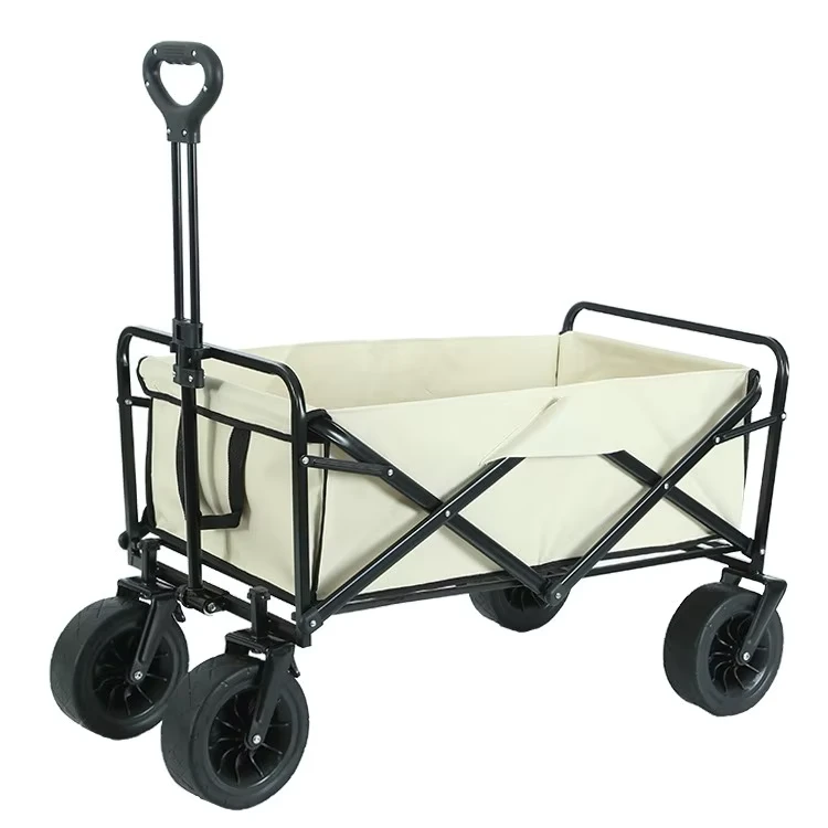 Foldable Adjustable Chrome Plated Tool Utility Cart Four Wheel Design Portable OEM Customizable Camping Beach Shopping